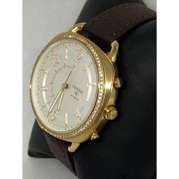 Fossil FTW1208 Women's Brown Leather White Analog Dial Hybrid Smartwatch XX767 - Picture 4 of 12
